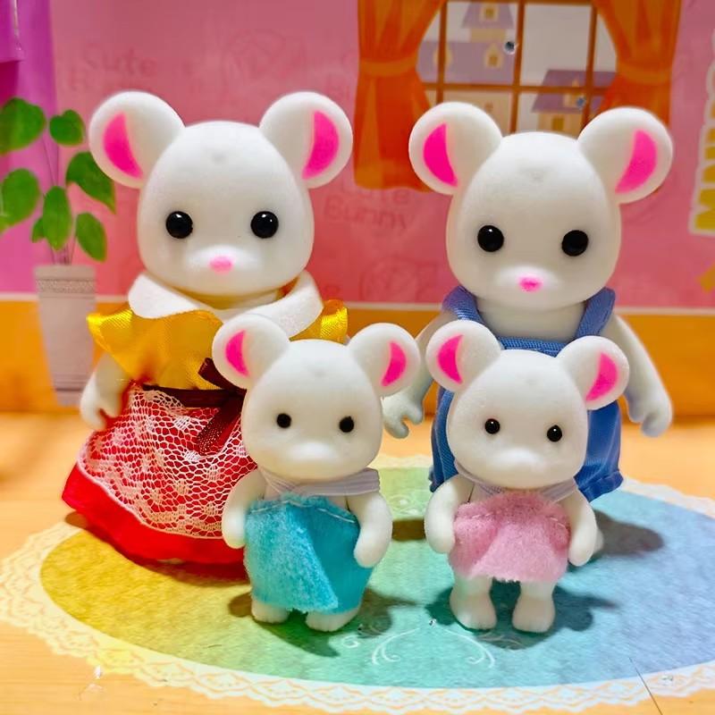 Миниатюрные Фигурки для Игры в Кукольный Домик для Детей Кукольный Домик Лесная Семья Кукла Кролик Медведь Белка Семья Животных Подарок на День Рождения
