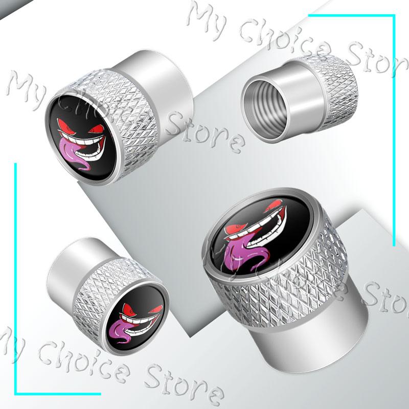 4Pcs/Set Metal Alloy Devil Smiling Face Emblem Car Wheel Tire Valve Air Cap Stem Dustproof Cover Fit For Car Styling Accessories
