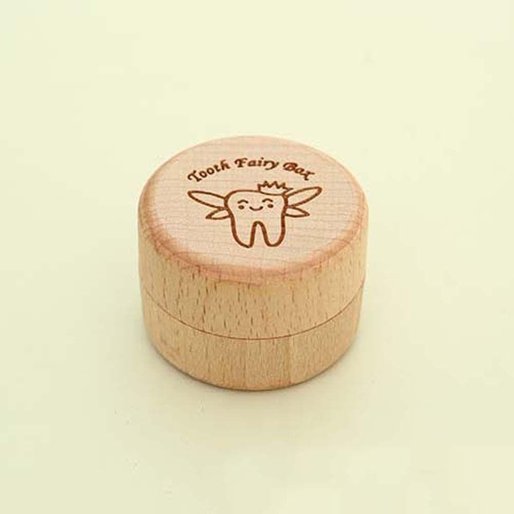 Primary Teeth Wood Baby Tooth Box Baby Teeth Save Tooth Fairy Box Round Deciduous Tooth Case  Kids