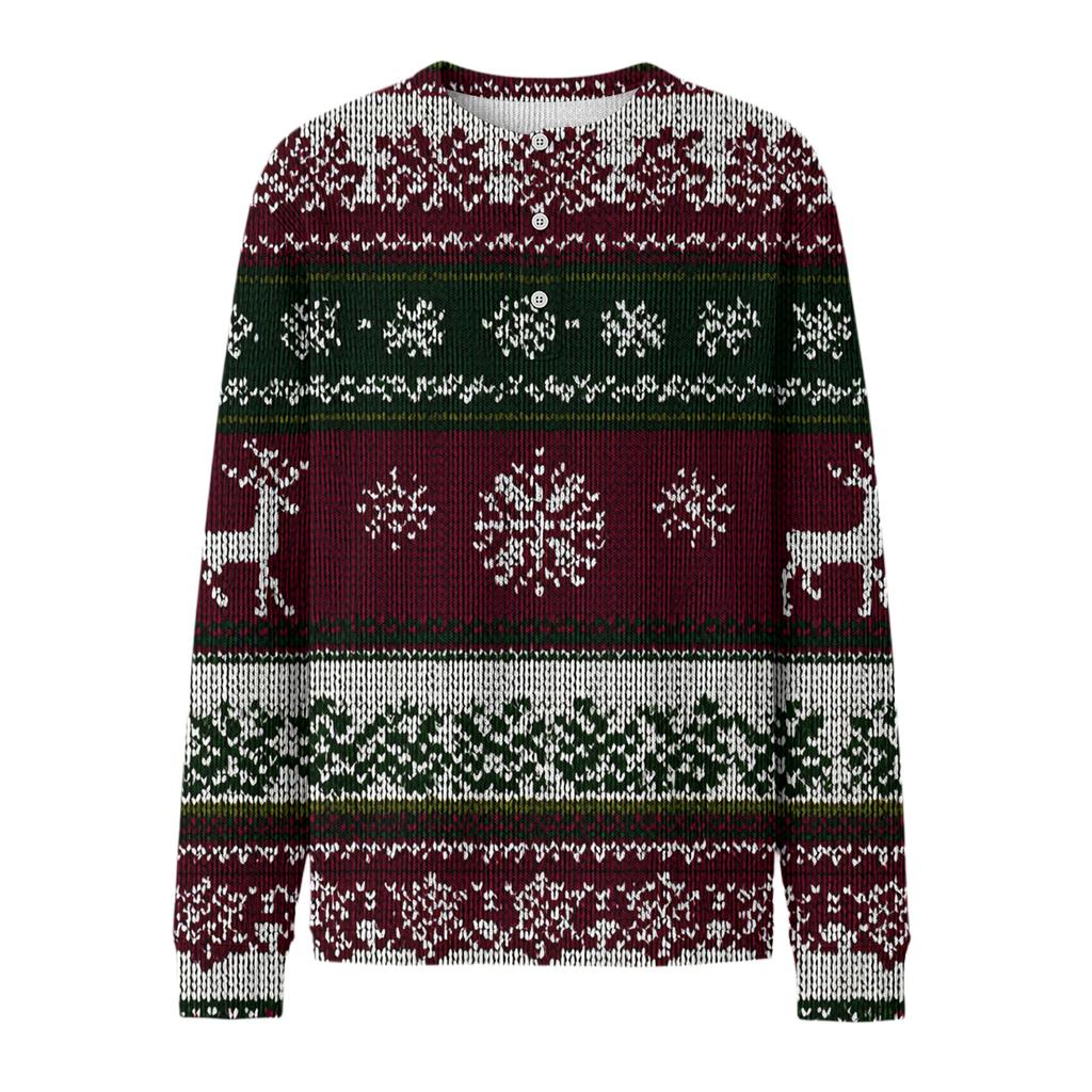 Men's Casual Knit Button-Up Long-Sleeve Shirt