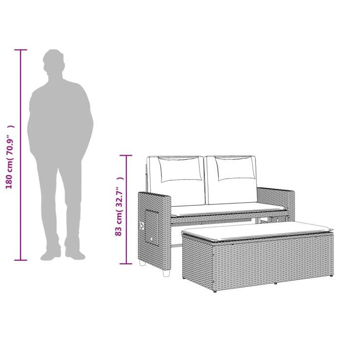 VidaXL Banc Inclinable de Jardin et Coussins, Siège de Patio, Chaise de Terrasse, Meuble de Parc Arrière-cour Extérieur, 365822