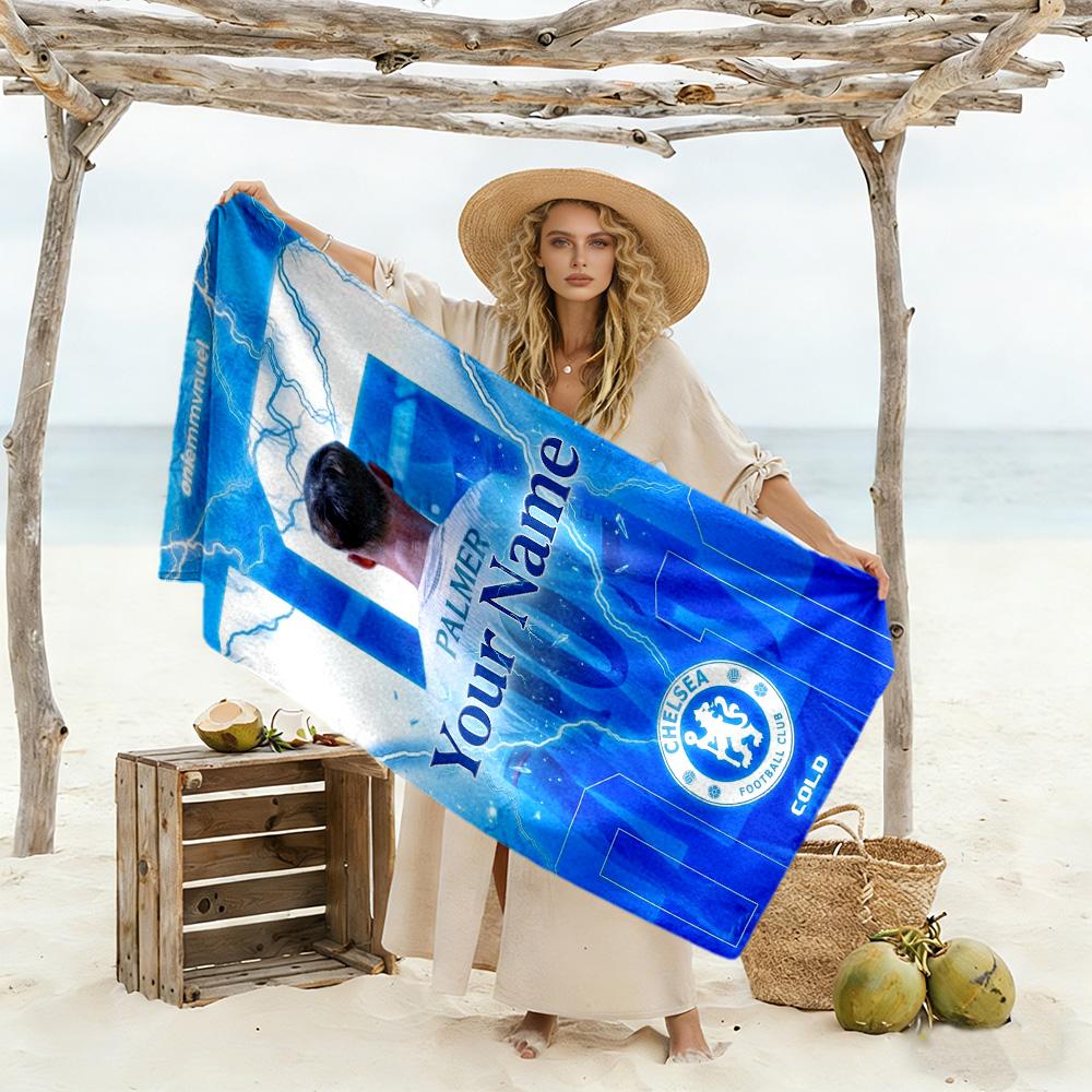 Chelsea Fc Football Player Customize Text Beach Towel Soft Durable Quick-Dry Suitable for Sports Travel Swimming Yoga Bathroom Beach And Pool