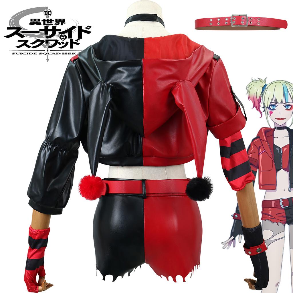 Halloween Suicide Squad Cosplay Costume, Harley Quinn Full Set Anime Role Play Outfit for Adults