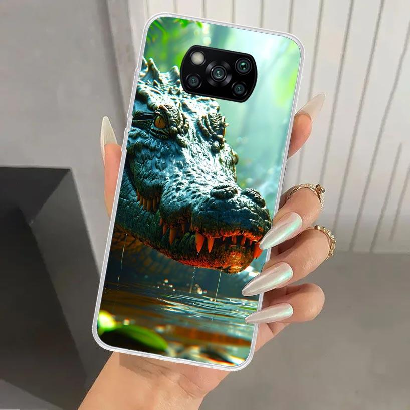 Crocodile Animal Phone Case for Xiaomi Poco X7 X6 X5 X4 X3 Nfc F7 Ultra F6 F5 Pro F4 GT F3 M6 M5S M4 M3 Soft Print Shell Poco X7