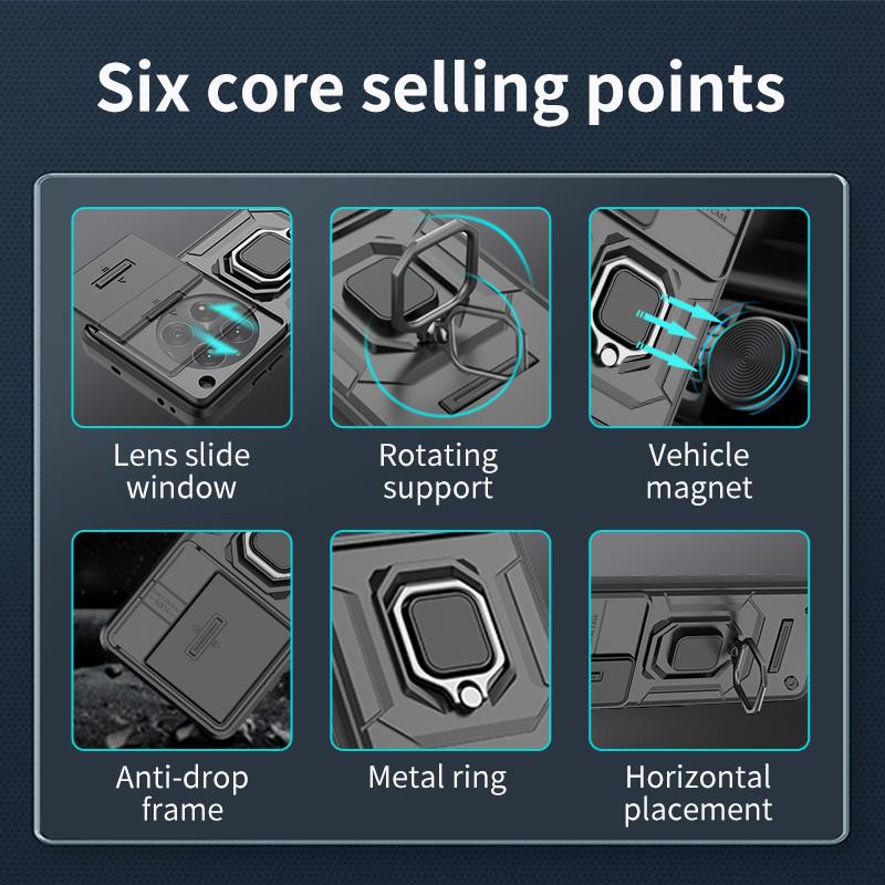 Для OnePlus 12 5G чехол слайдер камера защитный бронированный чехол для телефона для Oneplus12 One Plus 12 5G магнитное металлическое кольцо подставка задняя крышка