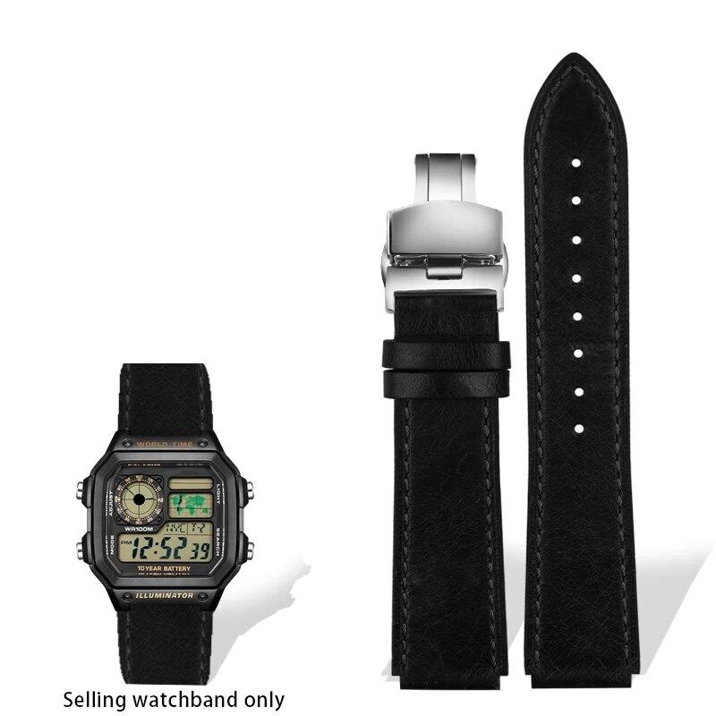 Ремешок из натуральной кожи в стиле ретро для Casio A158W A168/F91w/AE-1200WHD/A158/A159/A169/AE1200, винтажный ремешок-браслет для часов