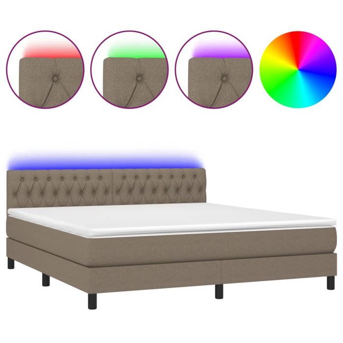 Maison Exclusive - Sommier à lattes de lit avec matelas LED Taupe 180x200 cm Tissu