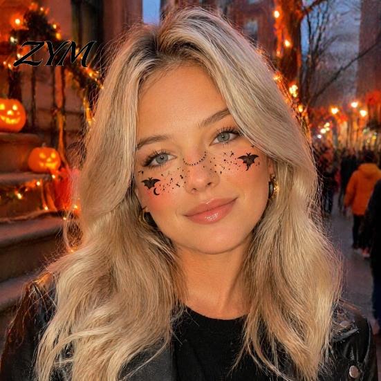 Scary Costume Accessories Halloween Face Temporary Tattoos, Realistic Waterproof Water Transfer Stickers, Skin-friendly Unique Decorations Breathable