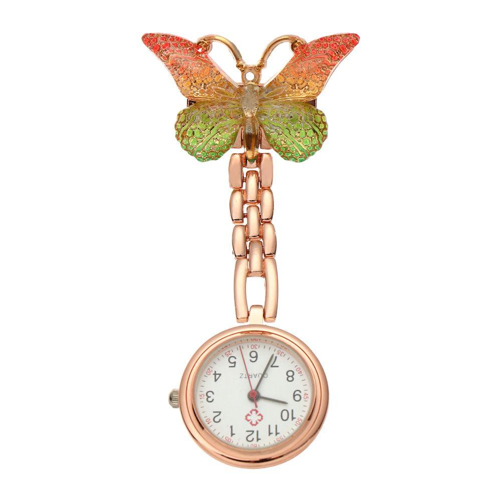Gift Doctor Pendant Butterfly Shape Nurse Watch Quartz Clock Pocket Watch