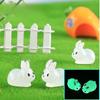 Charming Glow In The Dark Fat Bunny Resin Figurine Perfect For Diy Moss Garden Decor