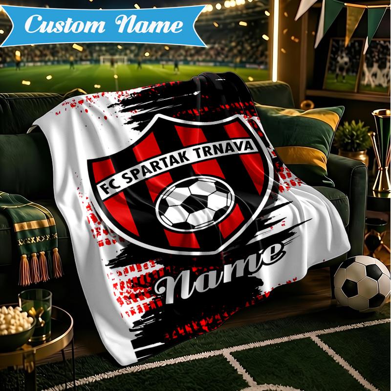 Custom Name Spartak Trnava Football Crest Blanket Lightweight Ideal Bedding Blanket Perfect for Travel, Camping,Living Rooms,Sofas,Christmas gift