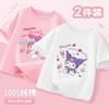 2 шт./упак. Летняя детская одежда для девочек Sanrio Детские футболки с принтом Куроми, короткий рукав, детский хлопковый, мультяшный, дышащий, мягкий топ