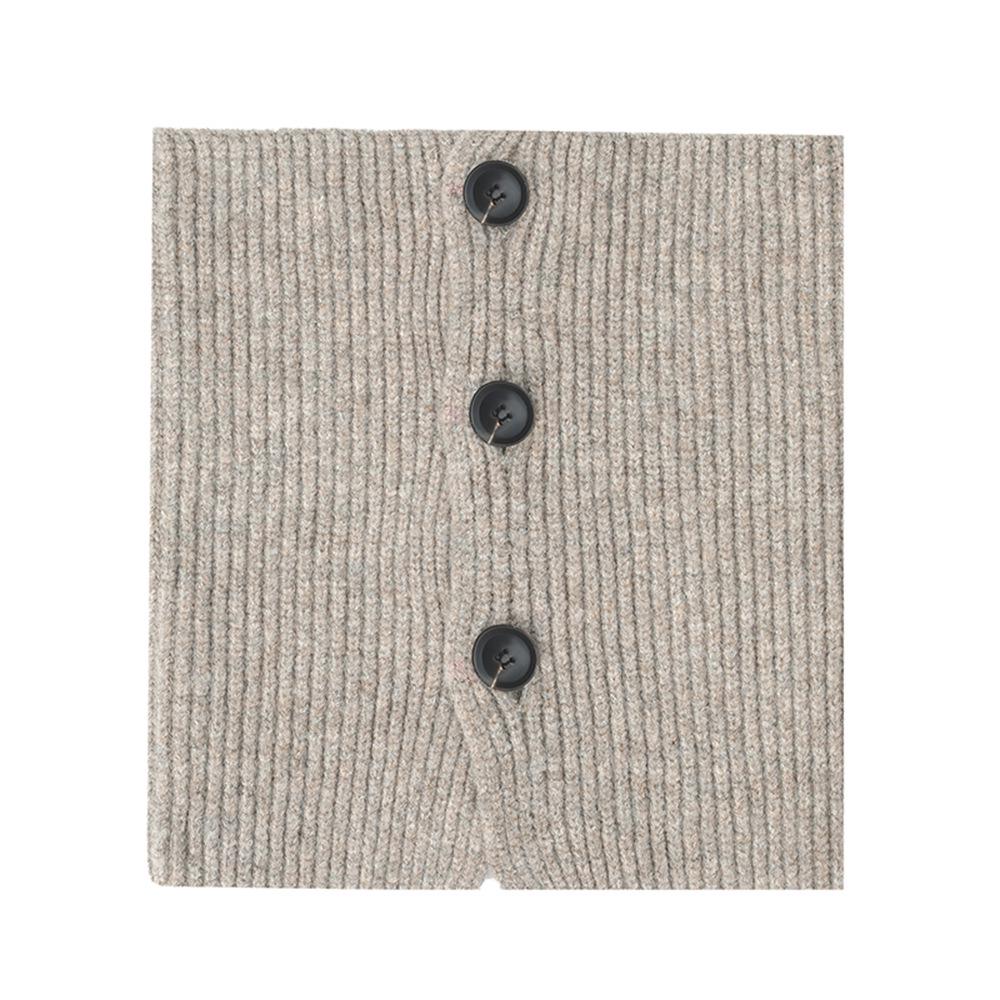 2025 European & American High-End Wool Knitted Flower Button Neck Warmer for Autumn/Winter