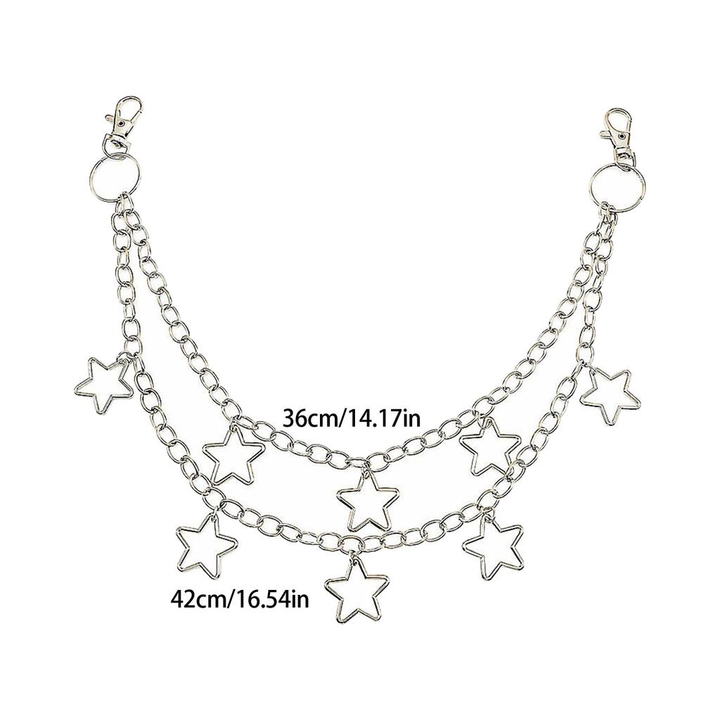 Fashion Pants Chain with Star Pendant Jeans Chain Streetwear Waist Chain Y2K Bag Chain Hiphop Chain Waist Decoration