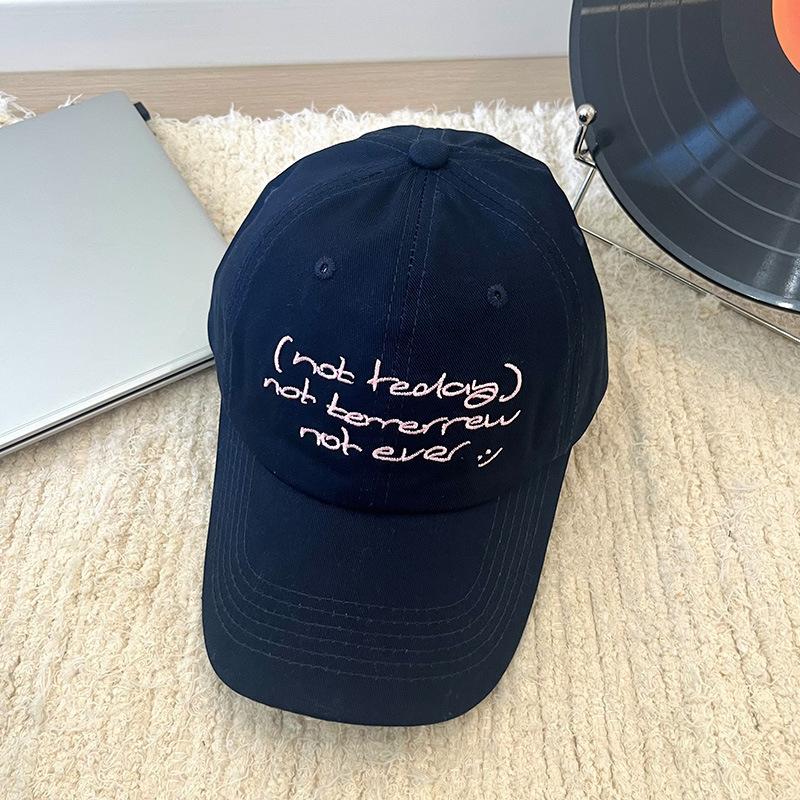 American Letter Embroidery Soft Top Cap Women'S Casual Versatile Big Head Circumference Showing Face Small Baseball Cap Men