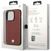 Etui do iPhone 14 Pro Max BMW Leather Diamond Pattern MagSafe Burgundowy