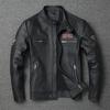 First Layer Cowhide Stand-up Collar Locomotive Leather Jacket Men's Retro Embroidered Leather Jacket Old Coat