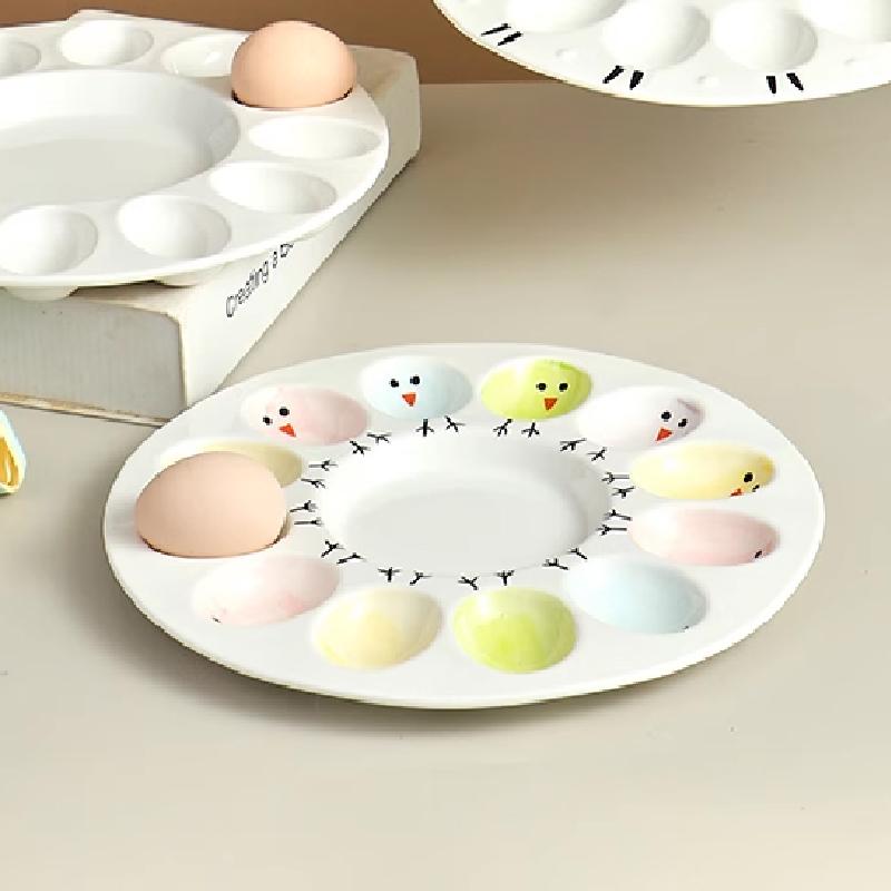 Европейский керамический поднос для яиц, пасхальный ресторан, тарелка для яиц, креативный высококачественный поднос для завтрака в западном стиле, поднос для хранения яиц в холодильнике
