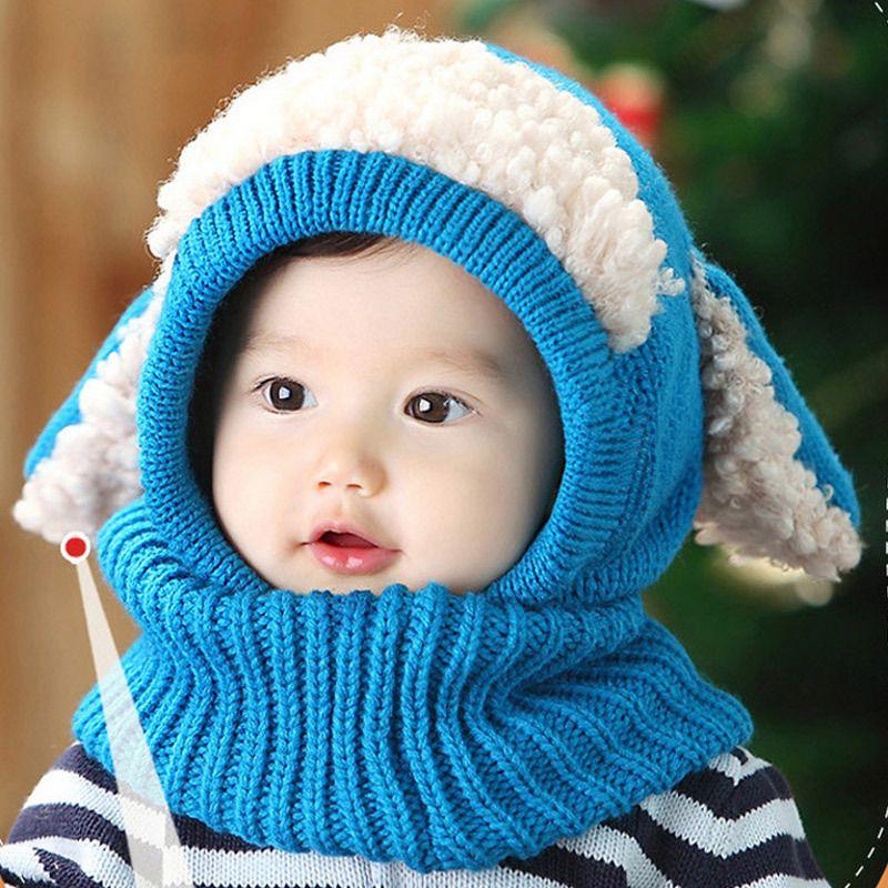 Toddler Knit Cap With Cute Dog Pattern For Kids Winter Warmth And Wind Resistance