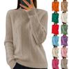 Женский модный свитер с высоким воротом, однотонный трикотажный свитер, повседневный свитер