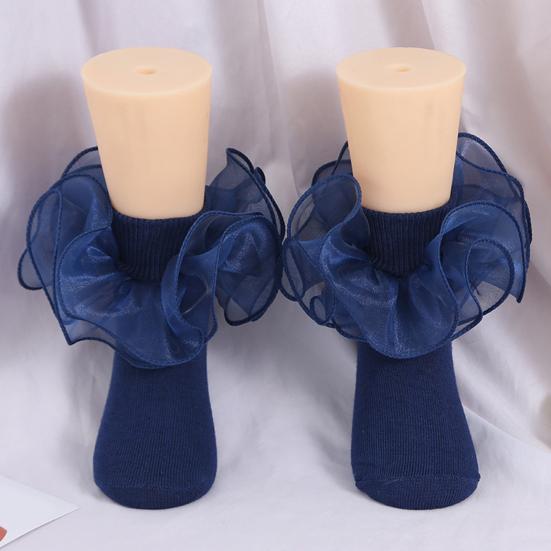 Yousheng 1 пара детских носков в стиле принцессы Лолиты с цветочным кружевным декором, однотонные, мягкие, дышащие, эластичные, нескользящие, для балета и танцев