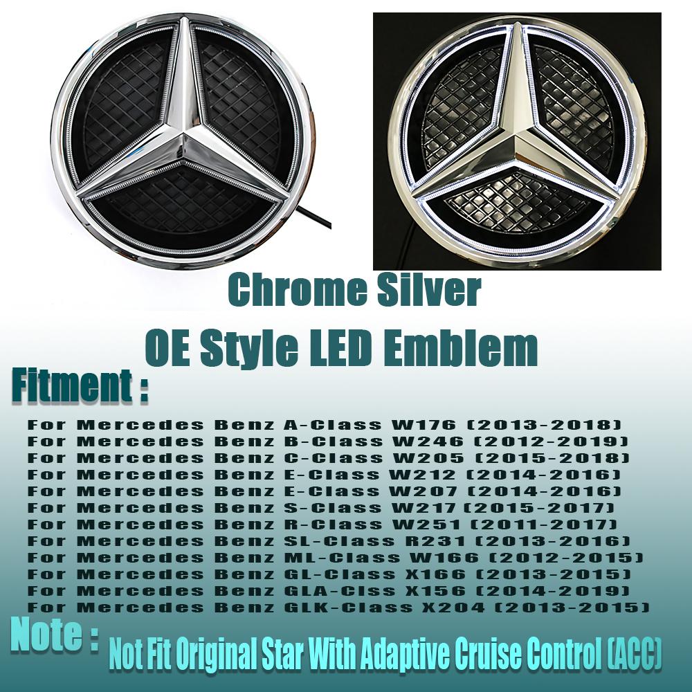 zrvmt3 2025 Hot Silver Border 3D Mirror Emblem For Mercedes Benz A W176 B W246 C W205 Class Matte Black OE Style Front Grille Star Embl