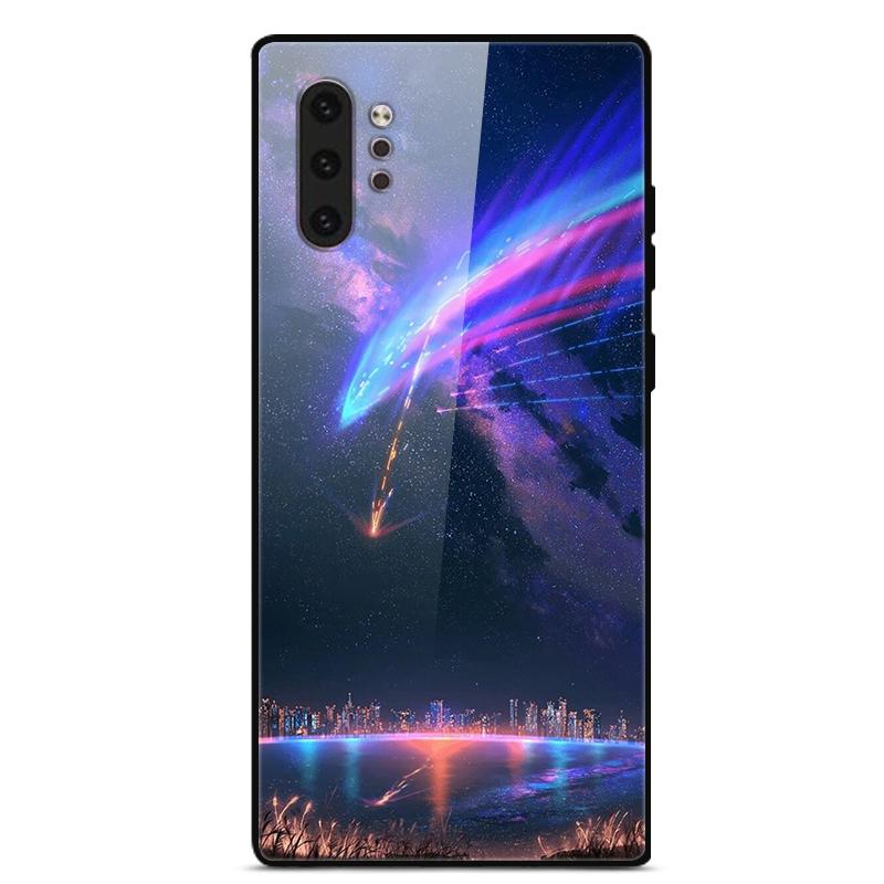 Phone Case For Samsung Galaxy Note 10 Plus Coque Tempered Glass Hard Back Cover For Samsung Note 10 Case Note10+ Funda Bumper