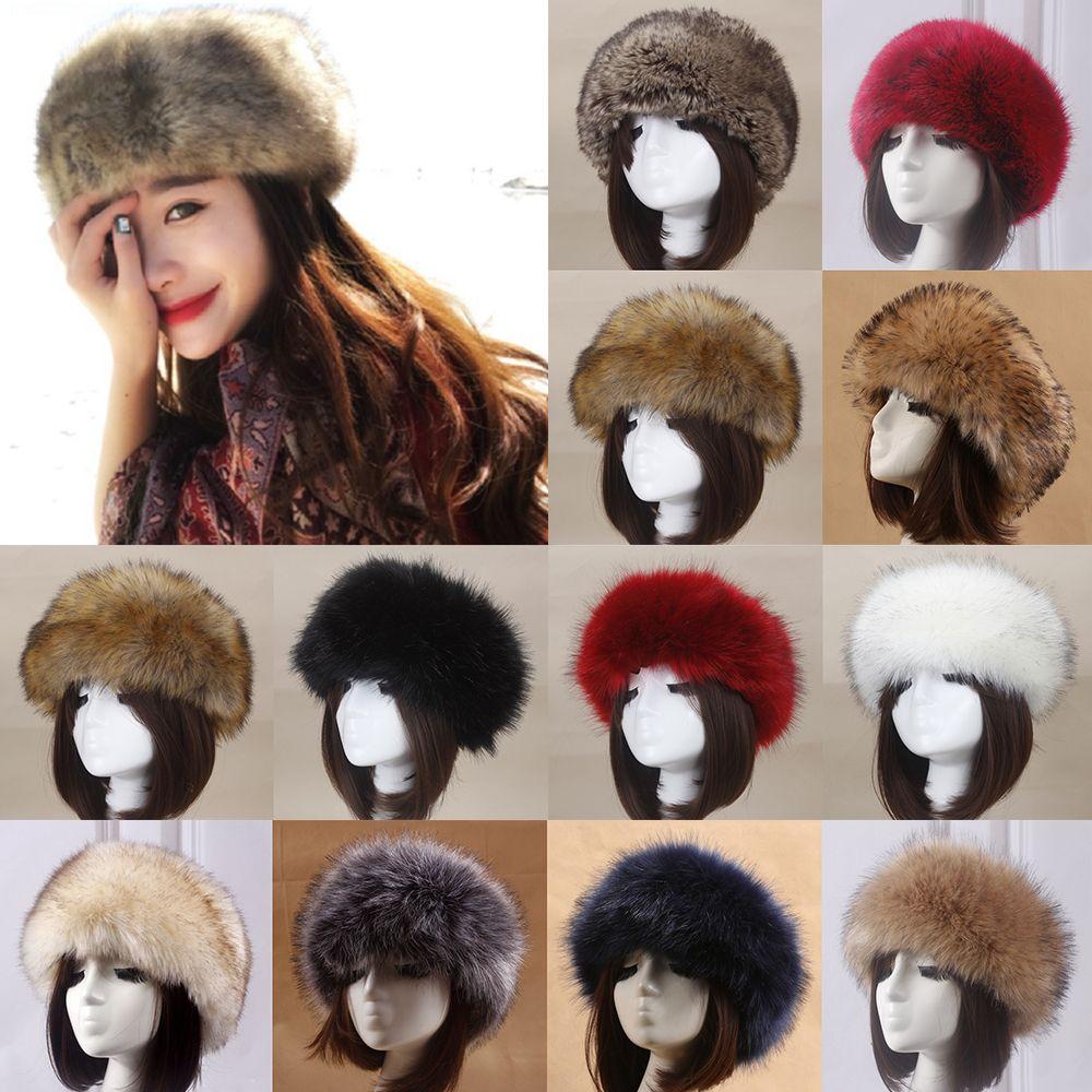 Outdoor Earwarmer Winter Thick Fluffy Faux Fur Women Russian Cap Headband Hat