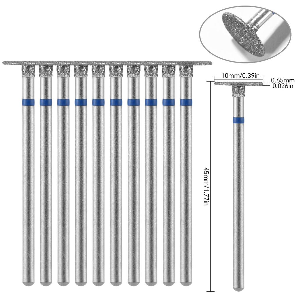 10 шт., алмазные фрезы, набор сверл для ногтей, аксессуары для маникюра, педикюра, электрическая машина, кисточка для ногтей, инструменты для заусенцев