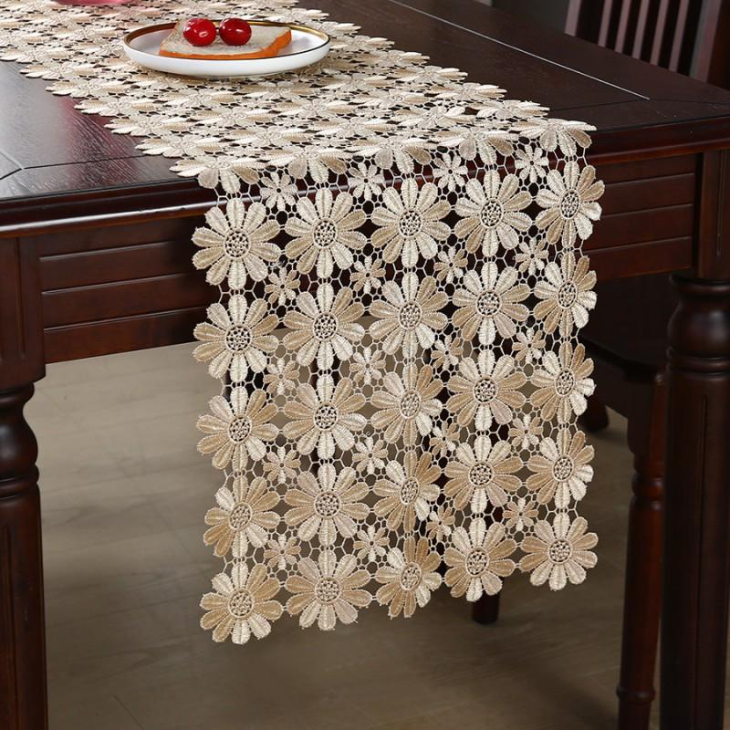 European Hollow Embroidered Table Runner Home Decor Tablecloth Nightstand Coffee