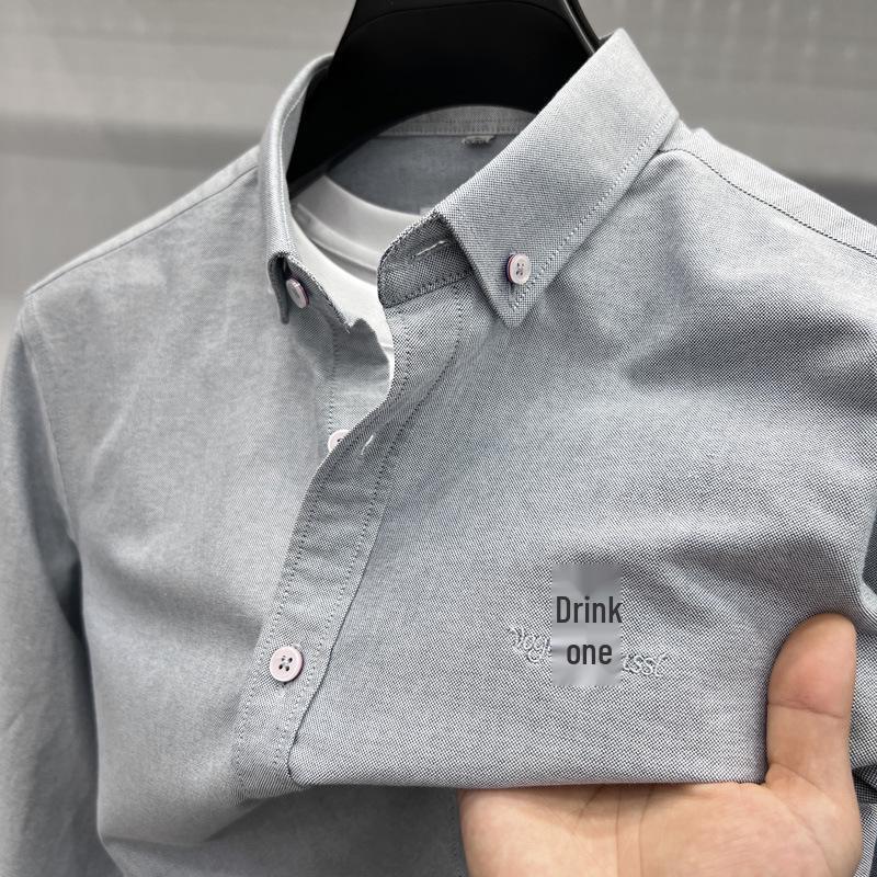 Рубашка Tommy 2024 Осень/Зима с длинным рукавом из мягкого матового оксфордского хлопка с вышивкой