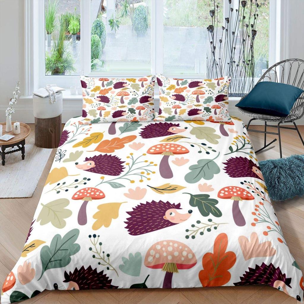 Милый пододеяльник с изображением ежа для подростков, полный комплект постельного белья с изображением бегущих животных, современный комплект постельного белья с изображением мягкого милого ежа, 3 шт.