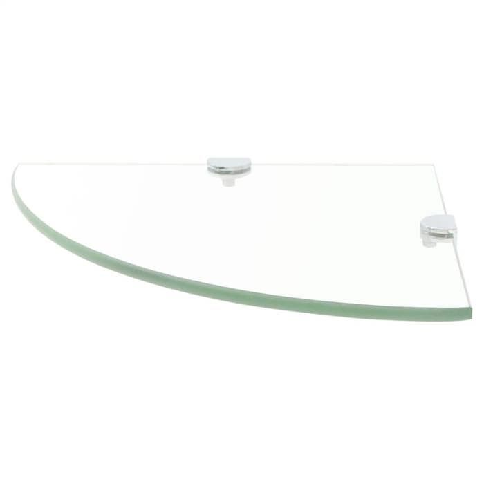 Corner Shelf - vidaXL - Clear Glass - 35 X 35 Cm - Chrome Supports - 8 Mm Thickness