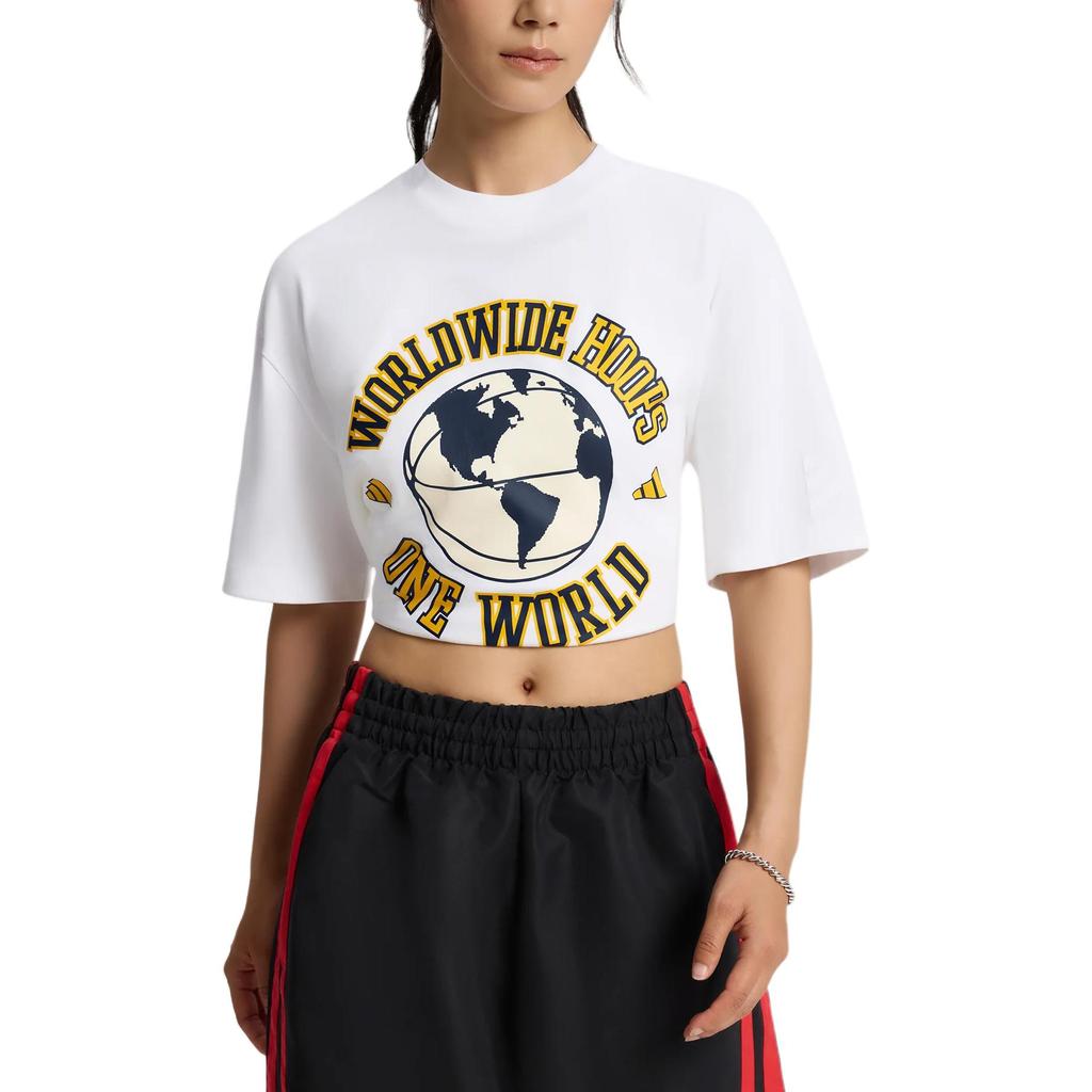 adidas Worldwide Hoops Global Свободная Вязаная Футболка с Круглым Вырезом Баскетбольная Спортивная С Коротким Рукавом Унисекс Топы KX5732
