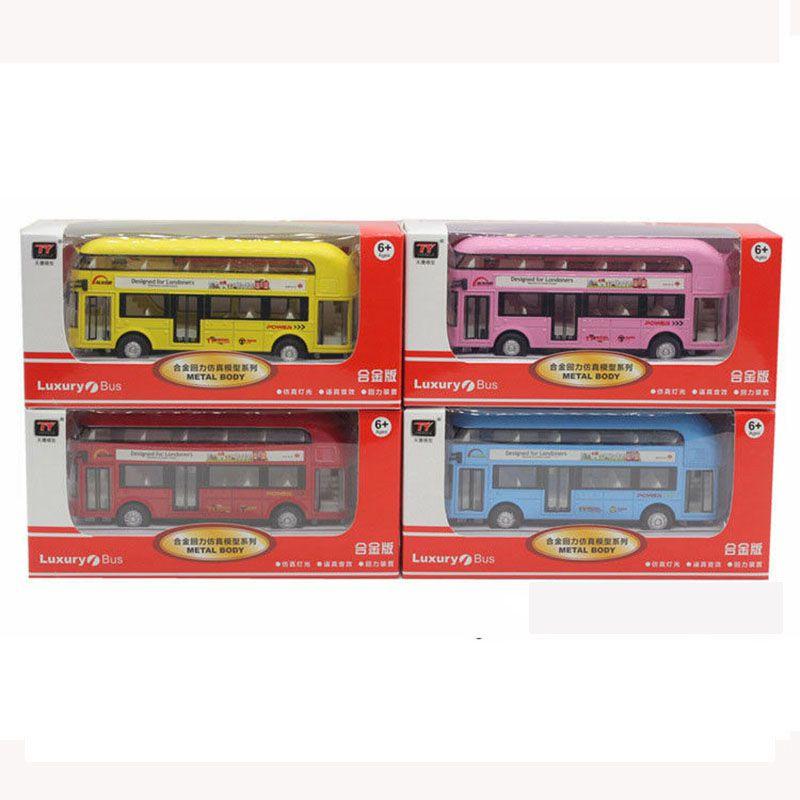Premium Quality Double-decker Tour London City Bus Pull Back Car Kid Toy With Sound And Light