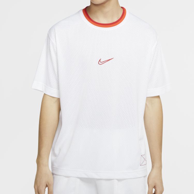 Nike Футболки мужские белые с круглым вырезом умеренного прямого кроя BV9390-100