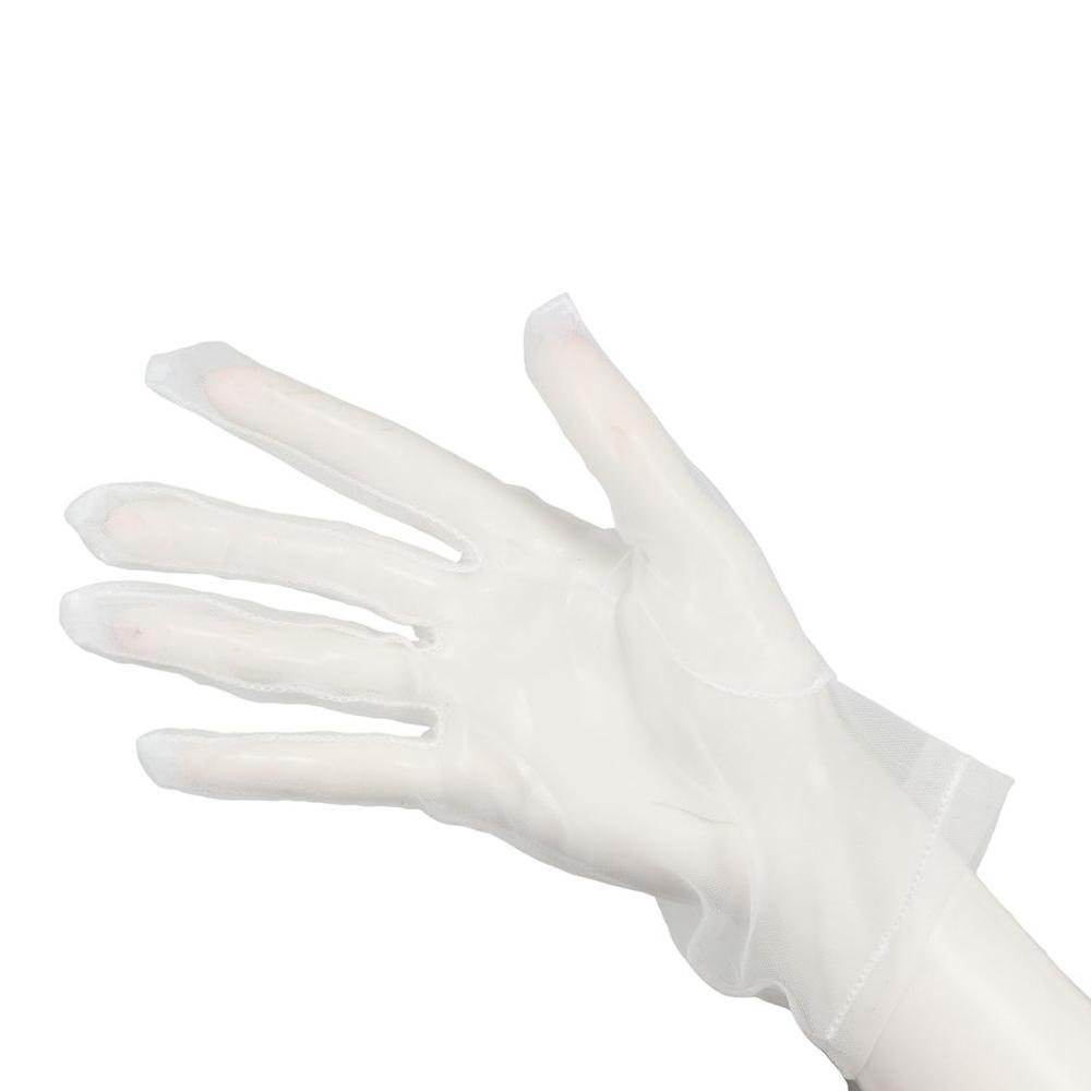 Girls White Faux Silk Transparent Black Ultra Thin Opera Gloves Finger Gloves Mesh Short Gloves