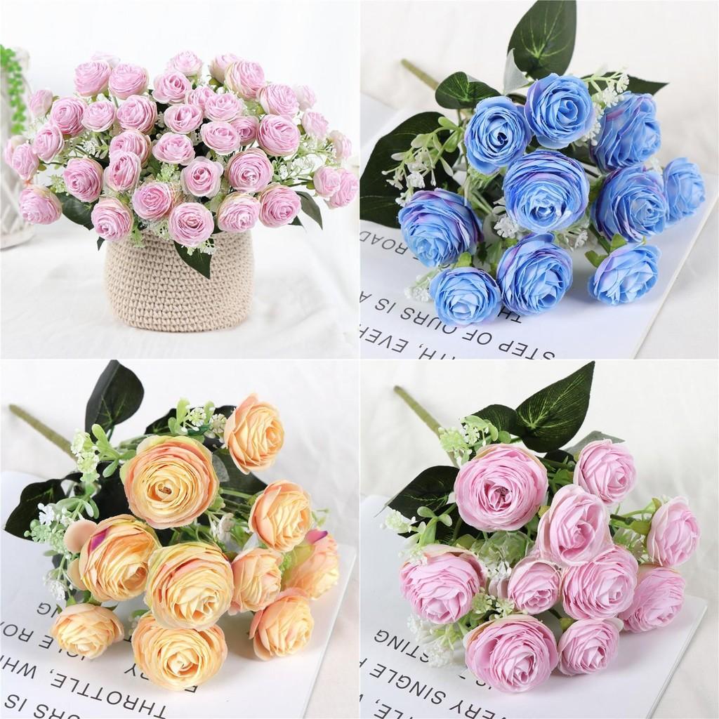 Rose Flower Artificial Bouquet With Silk Material For Home Wedding Decoration