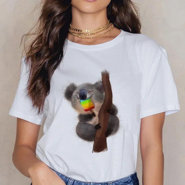 Women Cartoon Kawaii Animal Koala Print Women Tshirt Harajuku Ropa Mujer Graphic Plus Size TShirt Casual Streetwear  Tees