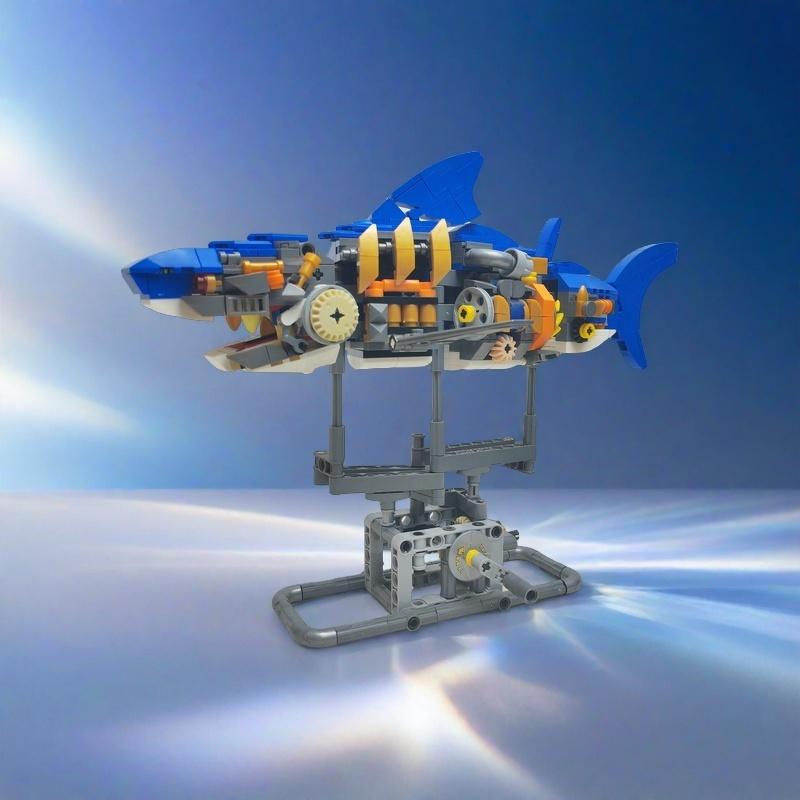 Модель глубоководной акулы, конструктор 3D-блок - механическое вращение, имитация подводного плавания, идеальные подарки для любителей морских животных