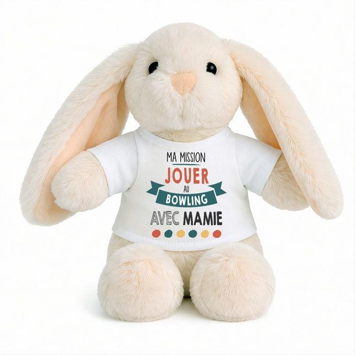 Planetee Peluche Lapin Bébé Doudou Ma Mission Bowling Avec Mamie cadeau naissance nouveau né fille garçon baby shower