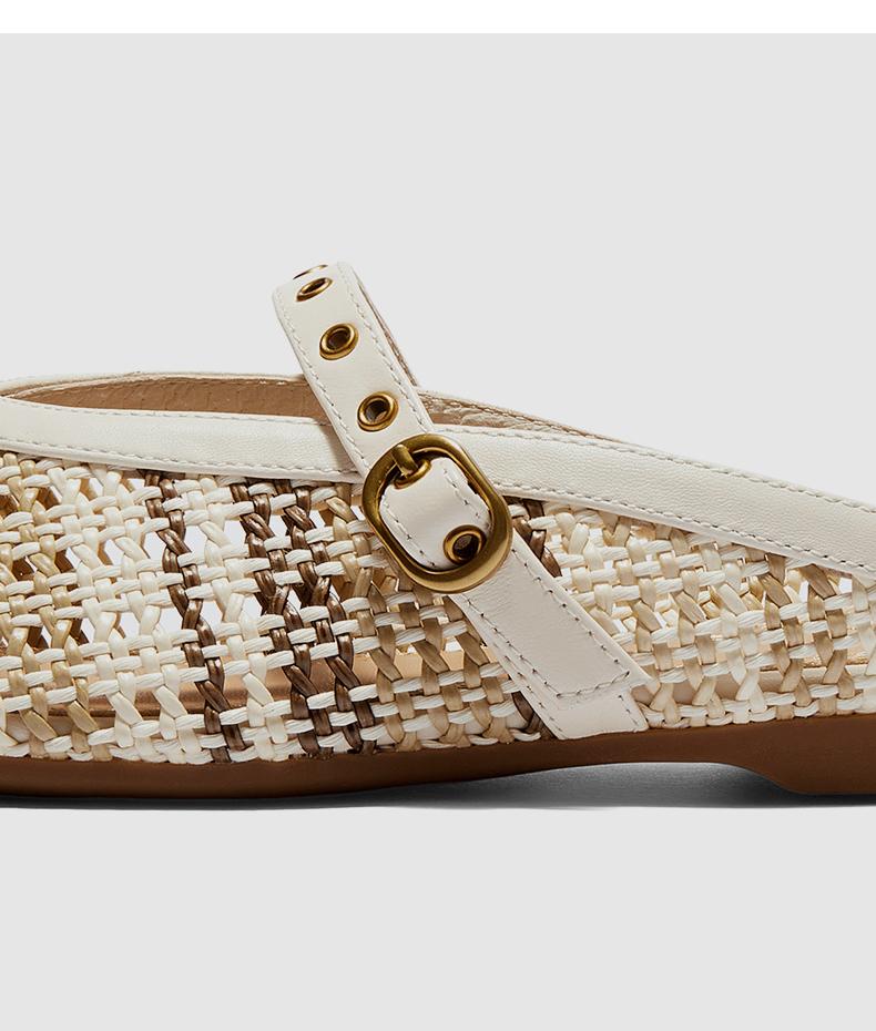 Senda Muller Women's 2026 Summer New Hollow Breathable Woven Flat Sandals