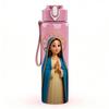 1PC Blue Robe Virgin Mary Religious Print 750ml Color Plastic Sports Water Bottle Leakproof Flip Straw Lid Suitable for Sports Office Home Use