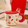 Кружка в подарок на Праздник Весны с крышкой и ложкой, милая керамическая чашка для воды для девочки, мультяшная, для офиса, парная кружка