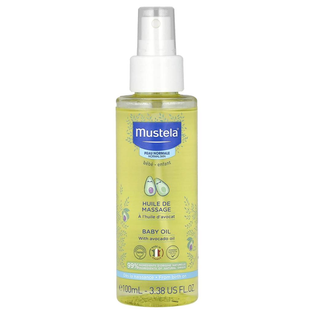 Mustela Детское масло с маслом авокадо, 3,38 жидких унций (100 мл)