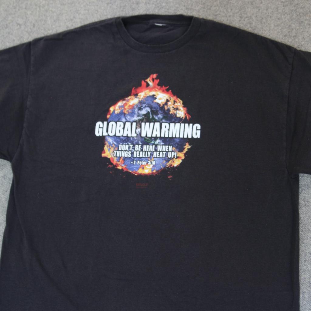 VTG Jesus Tee Est ~ XL Global Warming Second Coming Apocalypse Hell Fire T Shirt