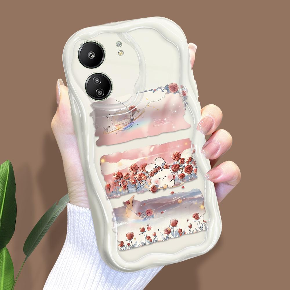 Милый мультяшный узор, кремовая текстура, мягкий силиконовый чехол с волнистыми краями, чехол для телефона Xiaomi Redmi