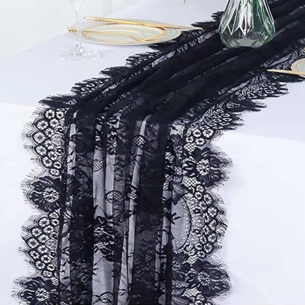 Floral Lace Table Cover Tulle Tablecloth Dining Table Decorations Table Runner  Kitchen Supplies