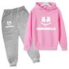 Kids Hoodie Boy Girl Toddler Pullover 3-12Yrs Doodle Expression Smile Face Print Clothes Casual Top+Trousers 2P Brand Sports Set