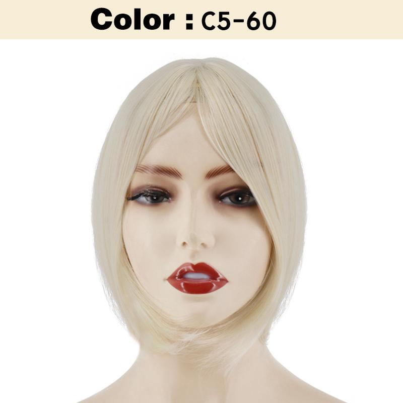 Синтетический короткий прямой парик боб с воздушной челкой и средней челкой на заколке сверху парик для повседневной носки для женщин